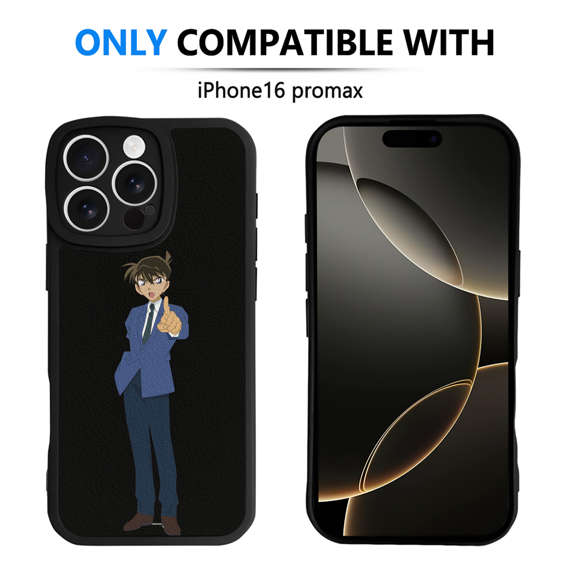 （画像用） 名探偵コナン 江戸川 コナン Detective Conan Conan Edogawa 【iPhone 16シリーズ対応】シリコンスマホケース（レザー調） 材質：シリコン